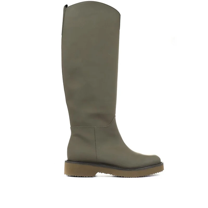Cadee Leather Knee High Boots - CADEE / 321 287 - Khaki