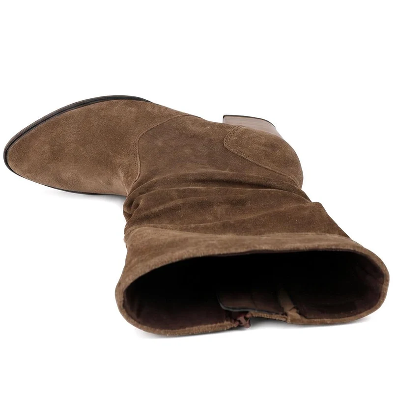 Gabor Wide Fit Leather Slouched Boots - GAB44513 / 330 019 - Brown Suede