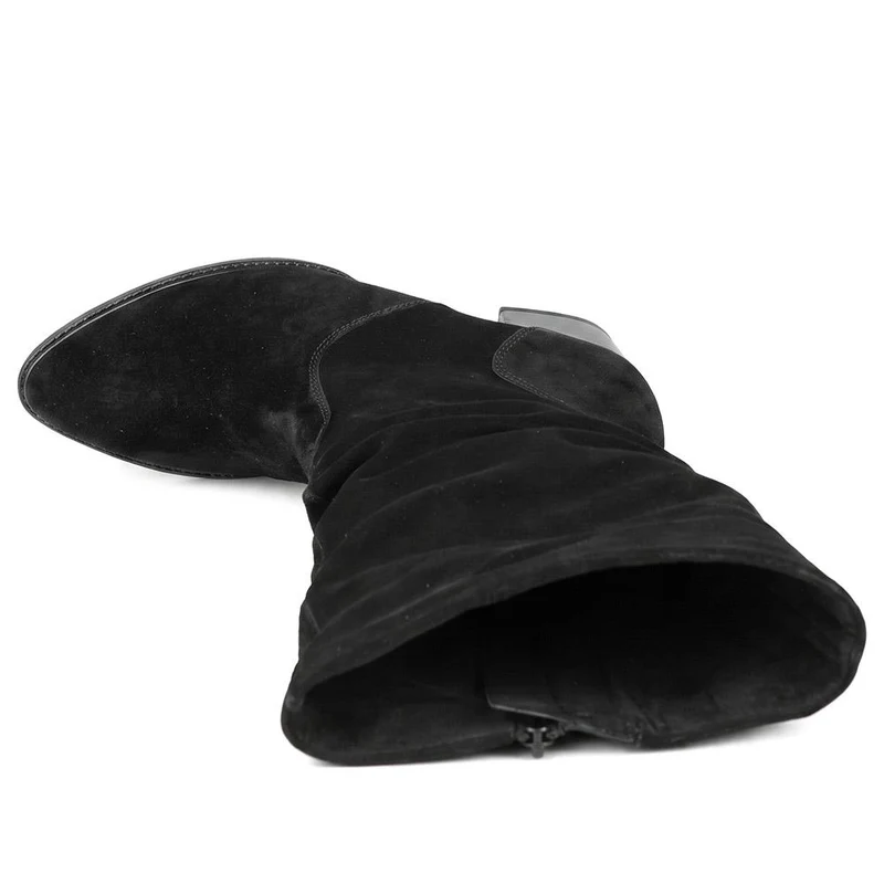 Gabor Wide Fit Leather Slouched Boots - GAB44513 / 330 019 - Black Suede