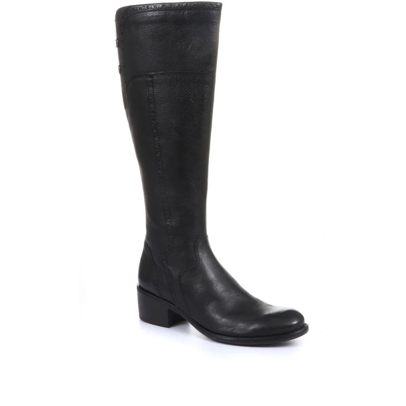 Rachel Medium Calf Fit Leather Rider Boots - RACHELM / 320 894 - Black