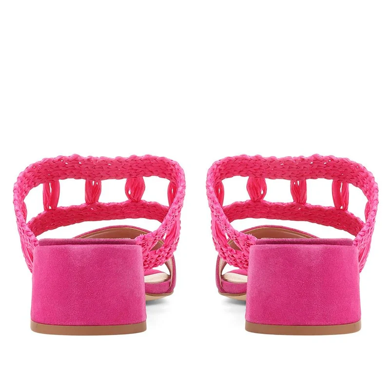 Kimora Raffia Heeled Mule Sandals - KIMORA / 323 636 - Hot Pink