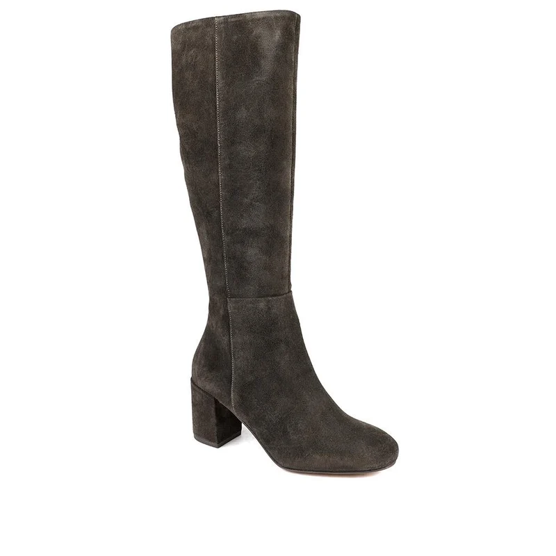 Neptune Long Small Calf Fit Long Leather Boots - NEPTUNELONGS / 326 215 - Chocolate Suede