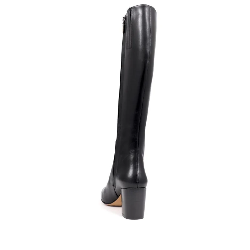 Neptune Long Small Calf Fit Long Leather Boots - NEPTUNELONGS / 326 215 - Black