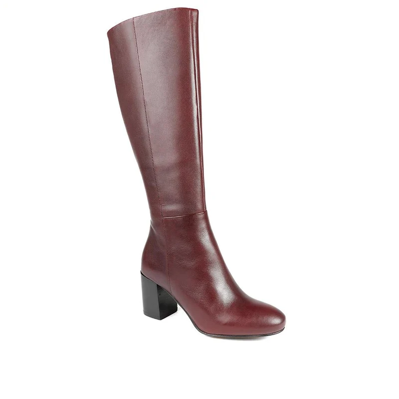 Neptune Long Small Calf Fit Long Leather Boots - NEPTUNELONGS / 326 215 - Burgundy
