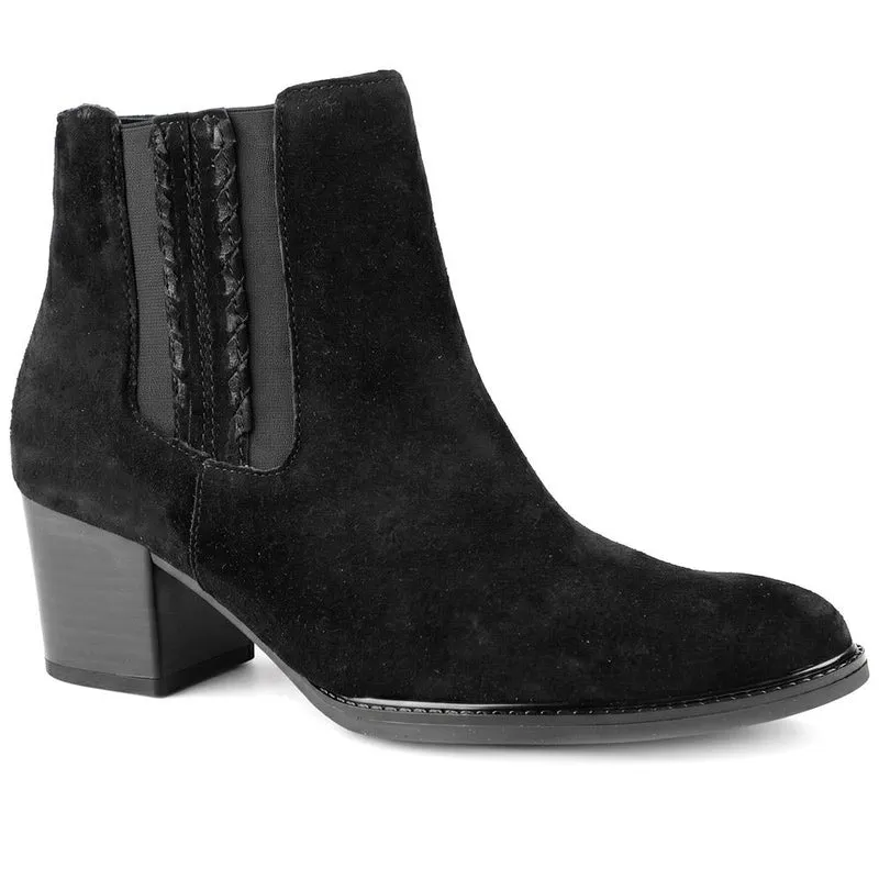 Gabor Wide Fit Smart Leather Ankle Boots - GAB44511 / 330 017 - Black Suede