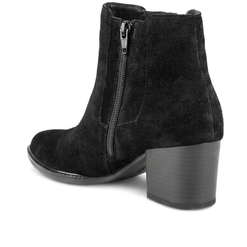 Gabor Wide Fit Smart Leather Ankle Boots - GAB44511 / 330 017 - Black Suede