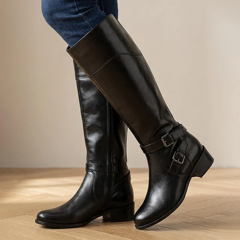 Pheobe1 Extra Slim Calf Fit Leather Long Boots - PHOEBE1XS / 327 752 - Black