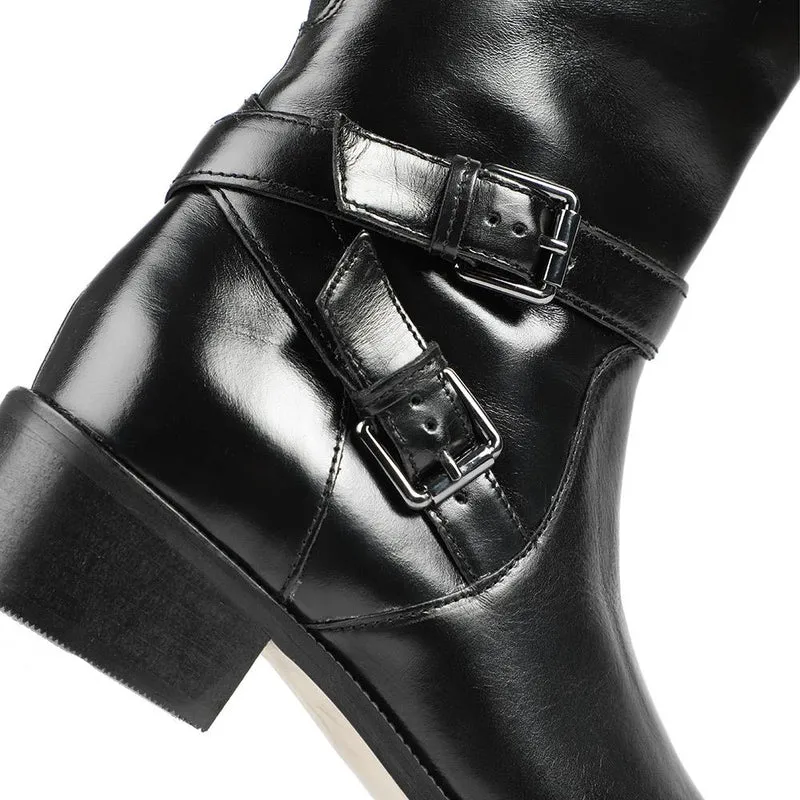 Pheobe1 Extra Slim Calf Fit Leather Long Boots - PHOEBE1XS / 327 752 - Black