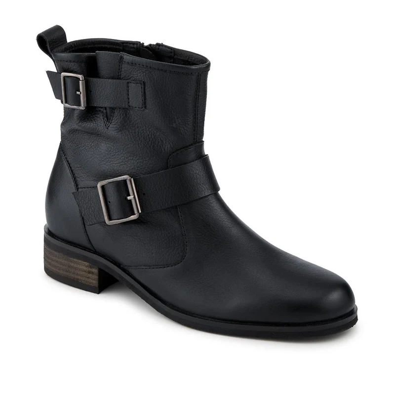Maribel Buckle-Detailed Leather Boots - MARIBEL / 328 563 - Black