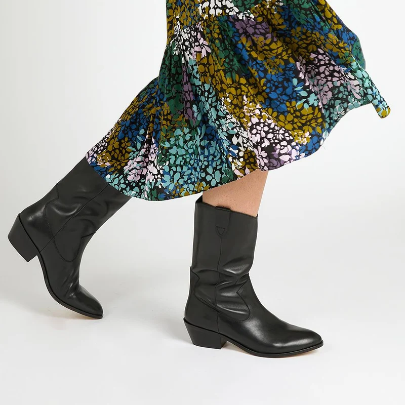 Lala Leather Western Boots - LALA / 322 779 - Black