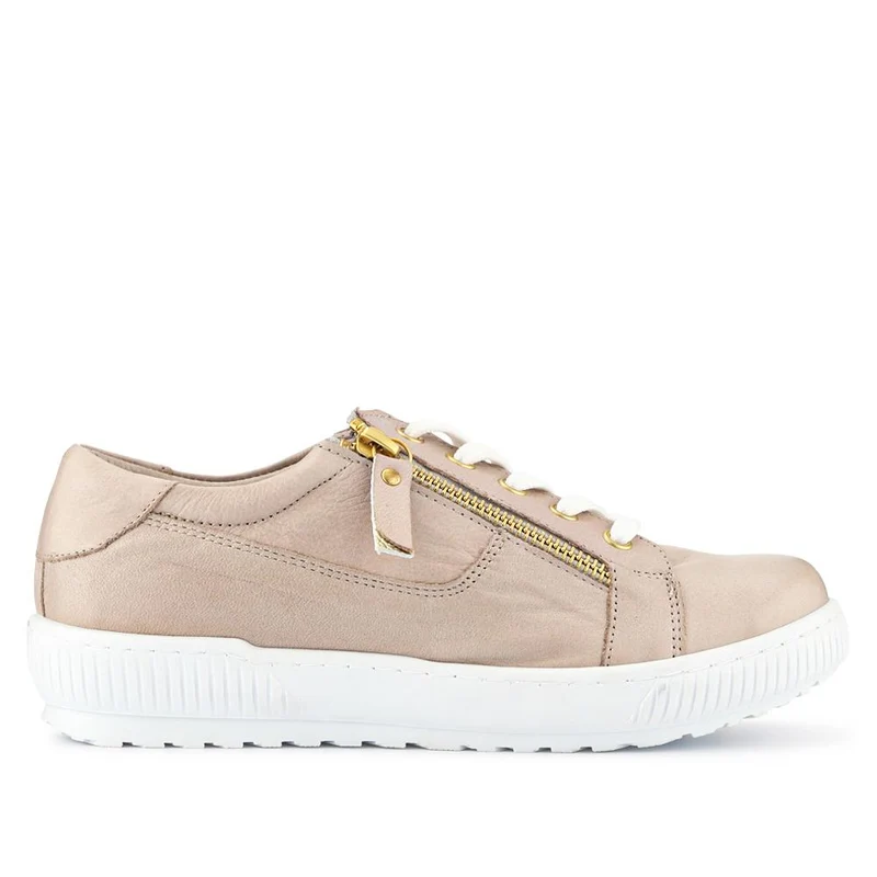 Padova Wide-Fit Leather Trainers - PADOVAWIDE / 326 787 - Stone