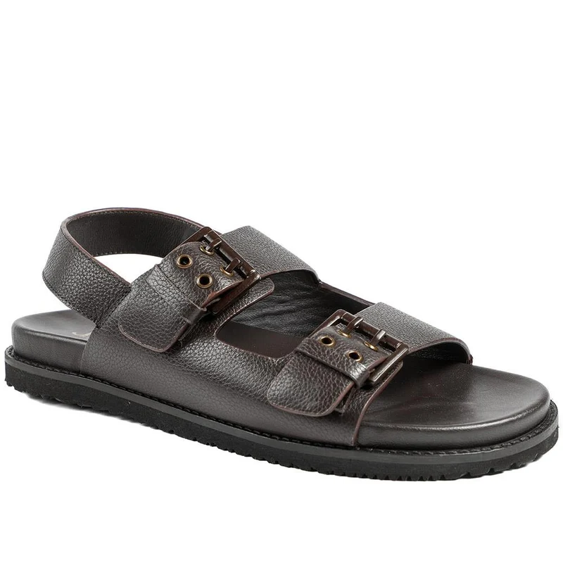 Whitaker Leather Buckle Sandals - WHITAKER / 329 191 - Brown Grain