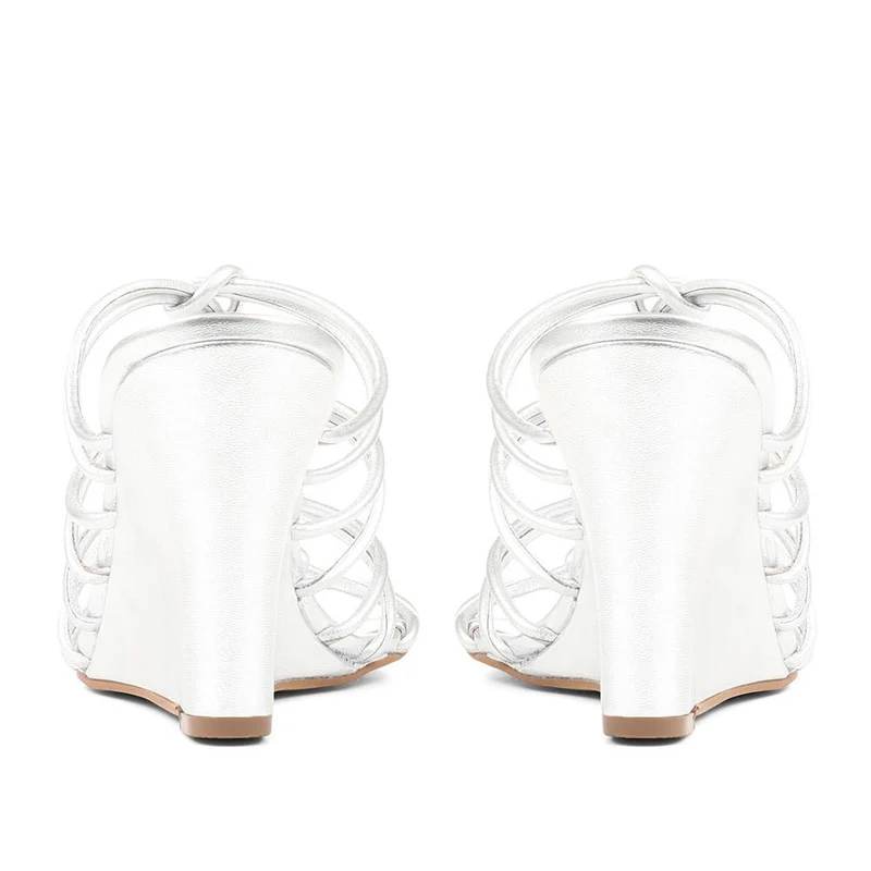 Laurella Leather Gladiator Wedges - LAURELLA / 323 348 - Silver