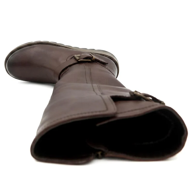 Darlene2 Casual Leather Long Boots - DARLENE2 / 329 735 - Brown