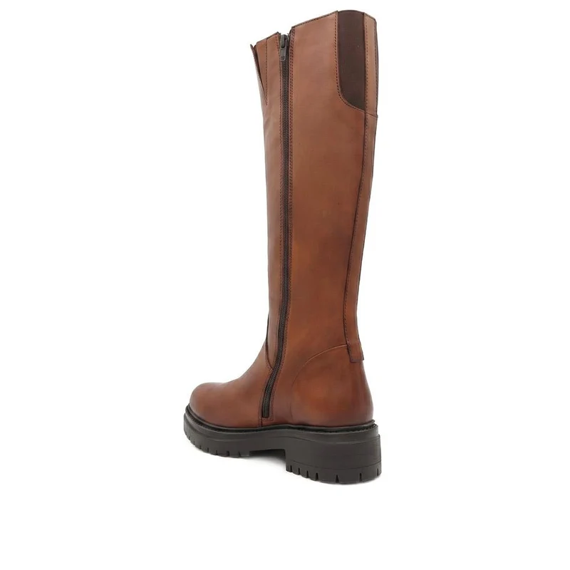 Dolores Leather Heeled Long Boots - DOLORES / 329 734 - Tan Leather