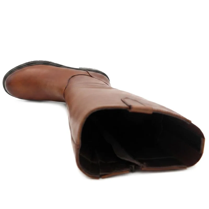 Dolores Leather Heeled Long Boots - DOLORES / 329 734 - Tan Leather