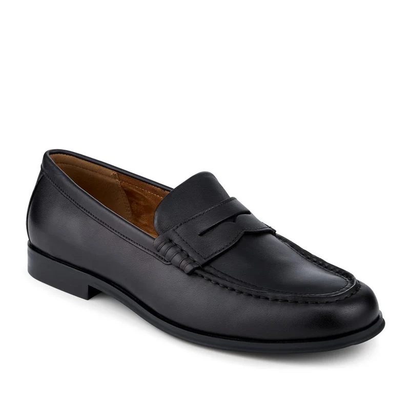 Quadir Slip On Leather Penny Loafers - QUADIR / 328 620 - Black