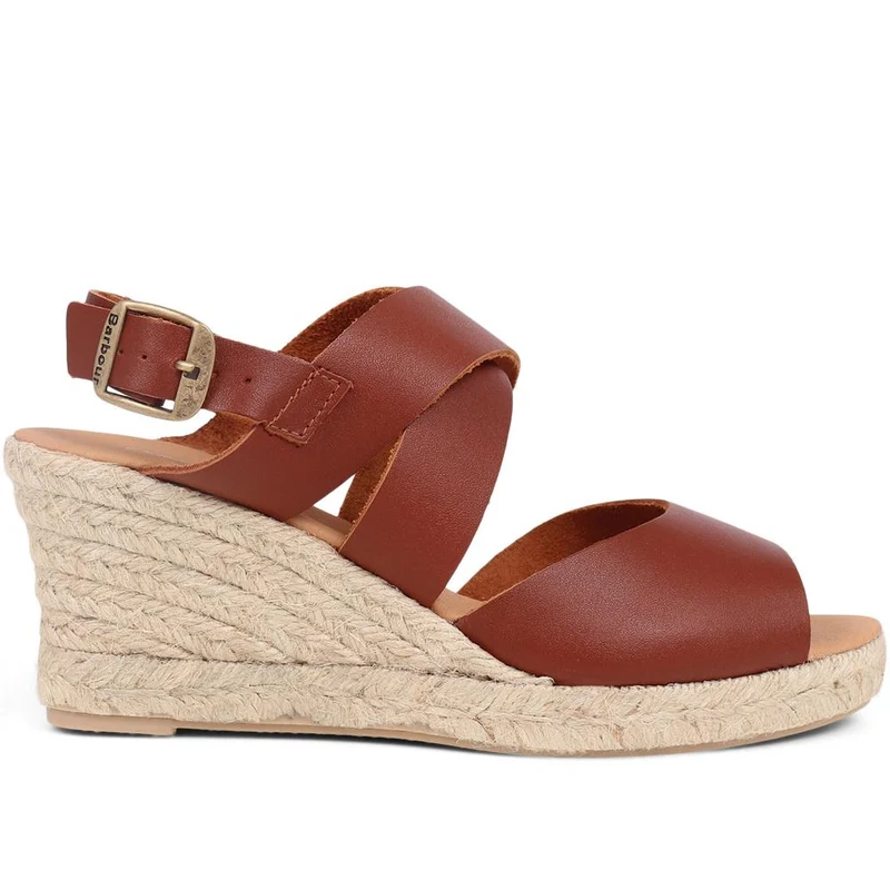 Yolanda Leather Wedge Sandals - BARBR39507 / 324 821 - Tan