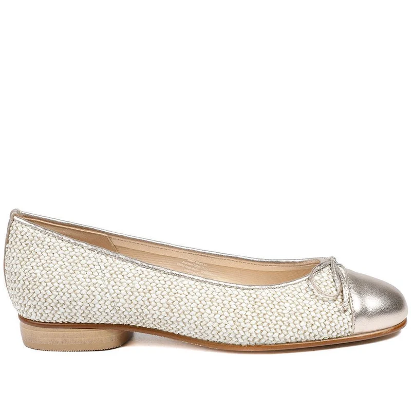 Gabor Dulford Flat Heel Slip On Flats - GAB43510 / 328 856 - Raffia- Metallic