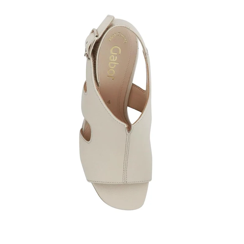 Smart Leather Block-Heeled Sandals - GAB41514 / 327 008 - Cream