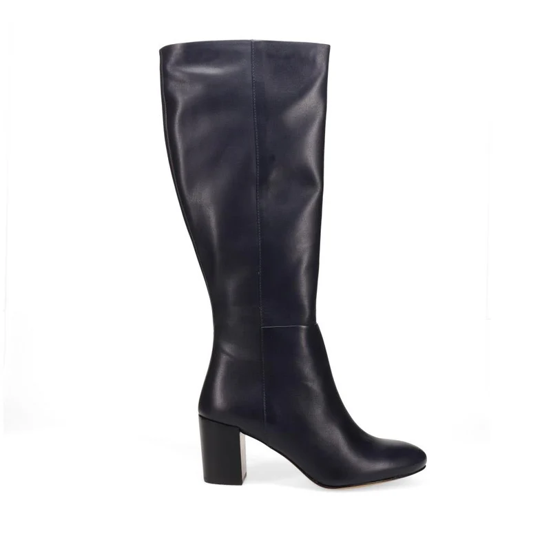 Neptune Long Medium Calf Fit Long Leather Boots - NEPTUNELONGM / 326 216 - Navy