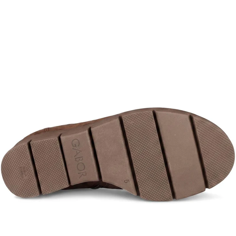 Gabor Wide Fit Leather Wedge Heel Boots - GAB44507 / 330 014 - Chocolate Suede