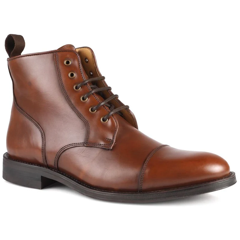 Chalkwell Blake Stitched Leather Lace Up Boots - CHALKWELL / 327 853 - Brandy