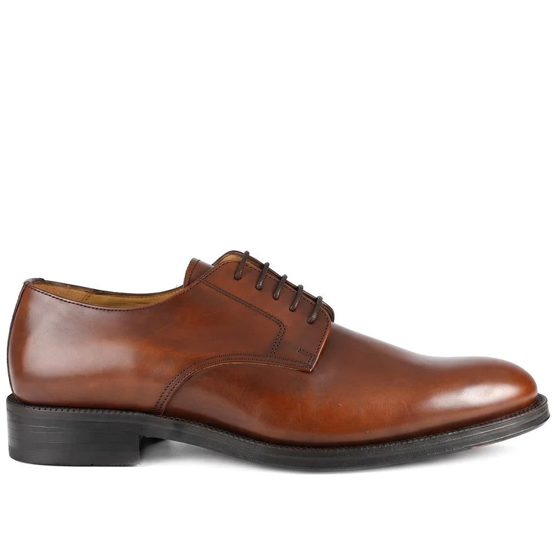 Cambridge Blake Stitched Leather Derby Shoes - CAMBRIDGE2 / 323 783 - Brandy