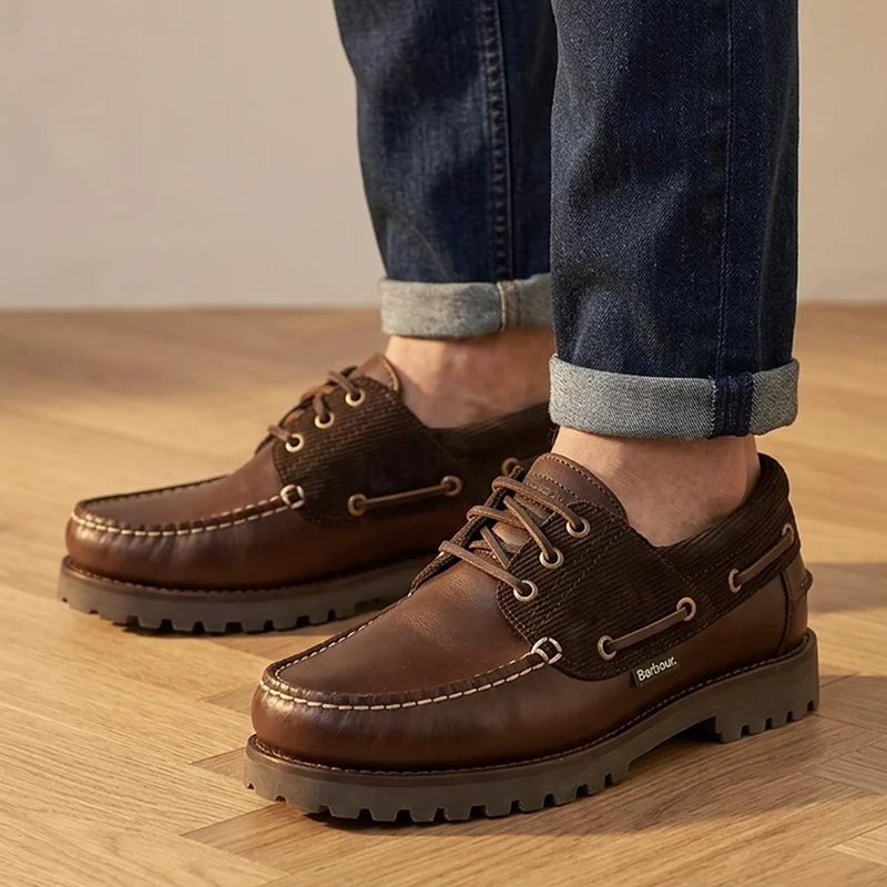 Chunky-Soled Laced Moccasins - BARBR41504 / 327 362 - Dark Brown