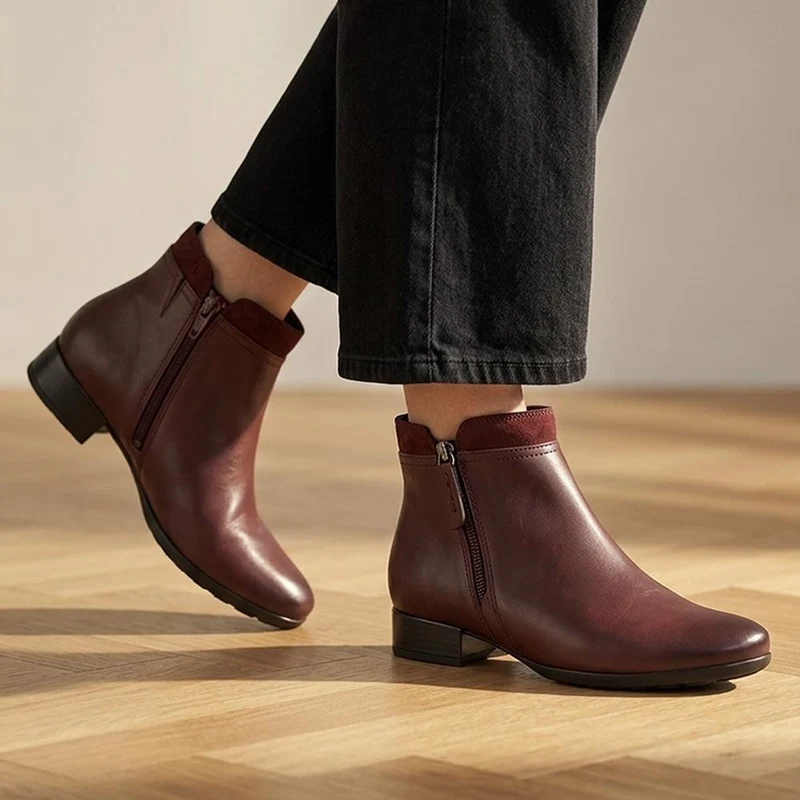 Briano Gabor Zip-Up Leather Ankle Boots - GAB40532 / 326 338 - Burgundy