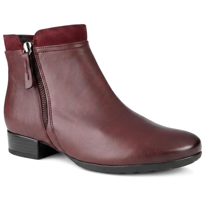 Briano Gabor Zip-Up Leather Ankle Boots - GAB40532 / 326 338 - Burgundy