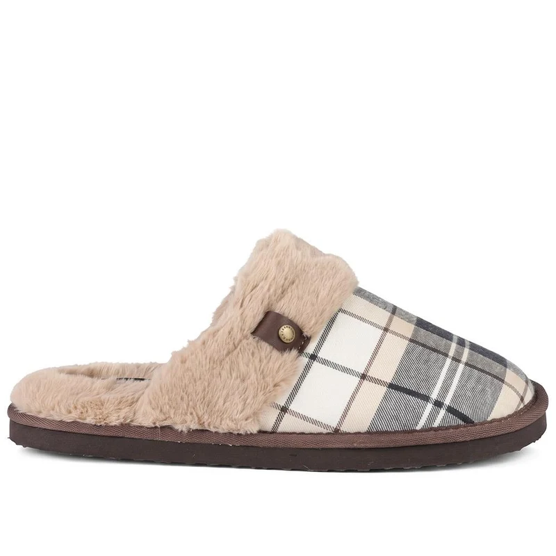 Barbour Claudia Tartan Mule Slippers - BARBR42506 / 328 565 - Navy Multi