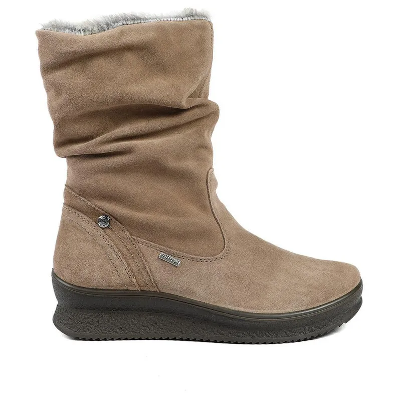 Majesty Wide Fit Leather Slouch Boots - MAJESTY / 328 601 - Taupe Suede