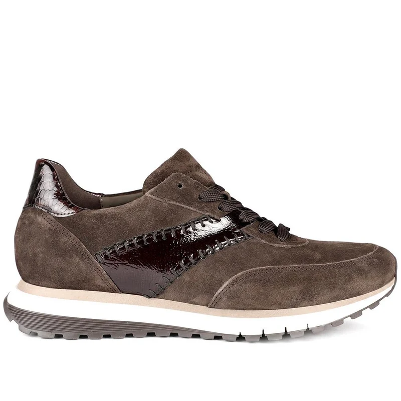 Gabor Wide Fit Leather Lace Up Trainers - GAB44519 / 330 023