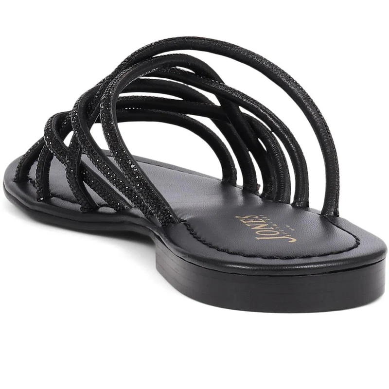 Hira Jewelled Leather Sandals - HIRA / 325 182 - Black