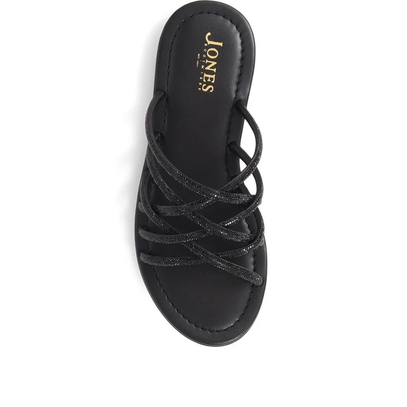Hira Jewelled Leather Sandals - HIRA / 325 182 - Black