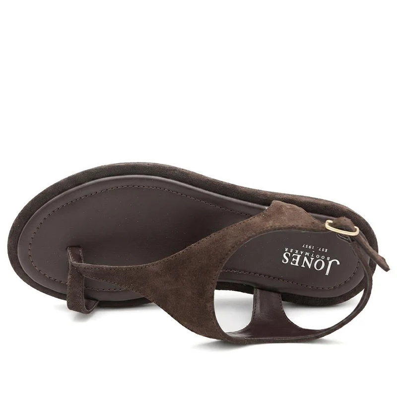 Giovina Leather Toe Post Buckle Fasten Sandals - GIOVINA / 329 568 - Chocolate Suede