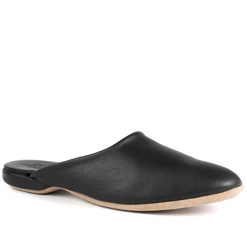 Draper William Leather Mule Slippers - DRAPR42502 / 328 458 - Black