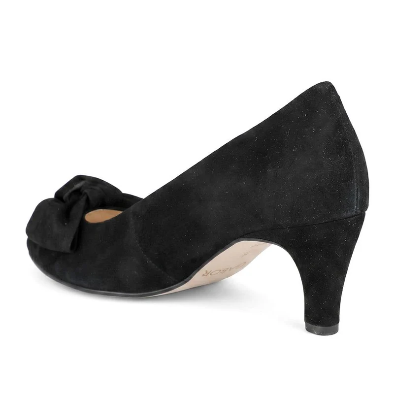 Gabor Wide Fit Bow Detailed Leather Court Shoes - GAB44517 / 330 028 - Black