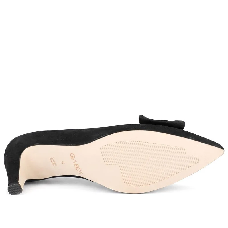 Gabor Wide Fit Bow Detailed Leather Court Shoes - GAB44517 / 330 028 - Black