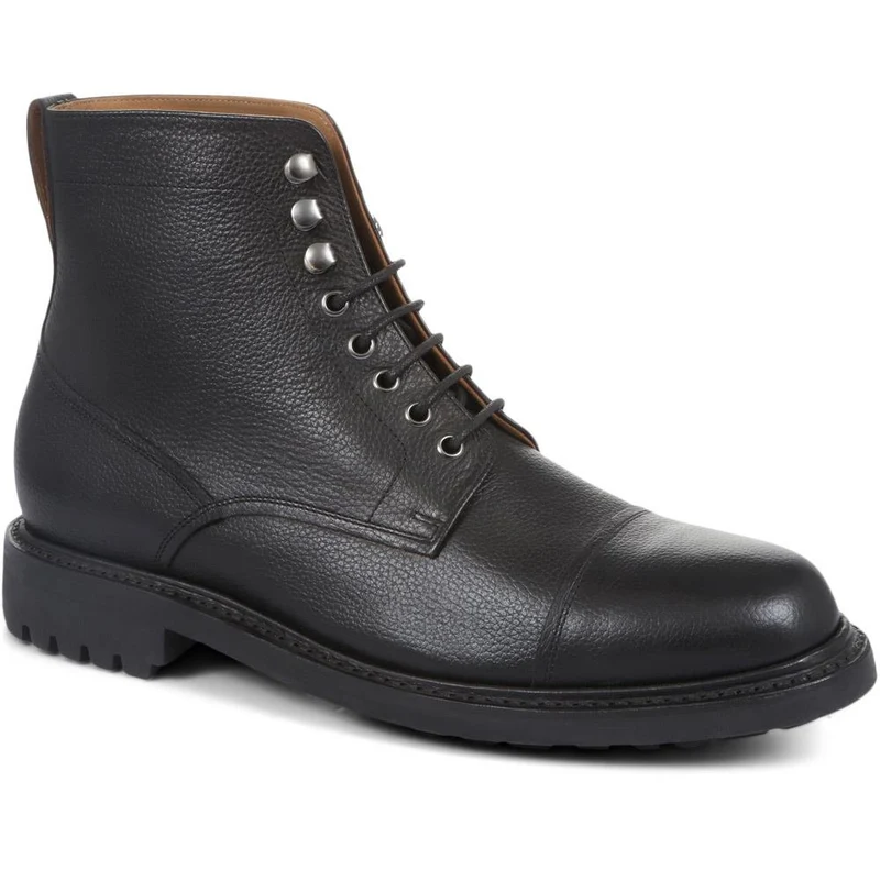 Barking Goodyear Welted Leather Ankle Boots - BARKING / 320 739 - Black Grain