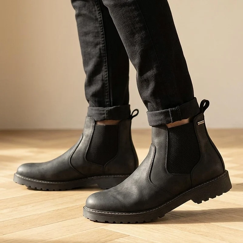 Hartlepool Waterproof Leather Chelsea Boots - HARTLEPOOL / 330 091 - Black