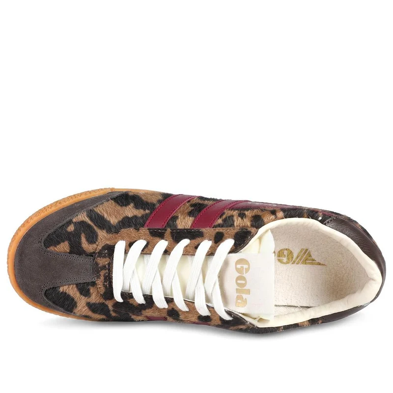 Gola Elan Savanna Lace Fastening Leather Trainers - JAC43507 / 328 799 - Tan Cow Print