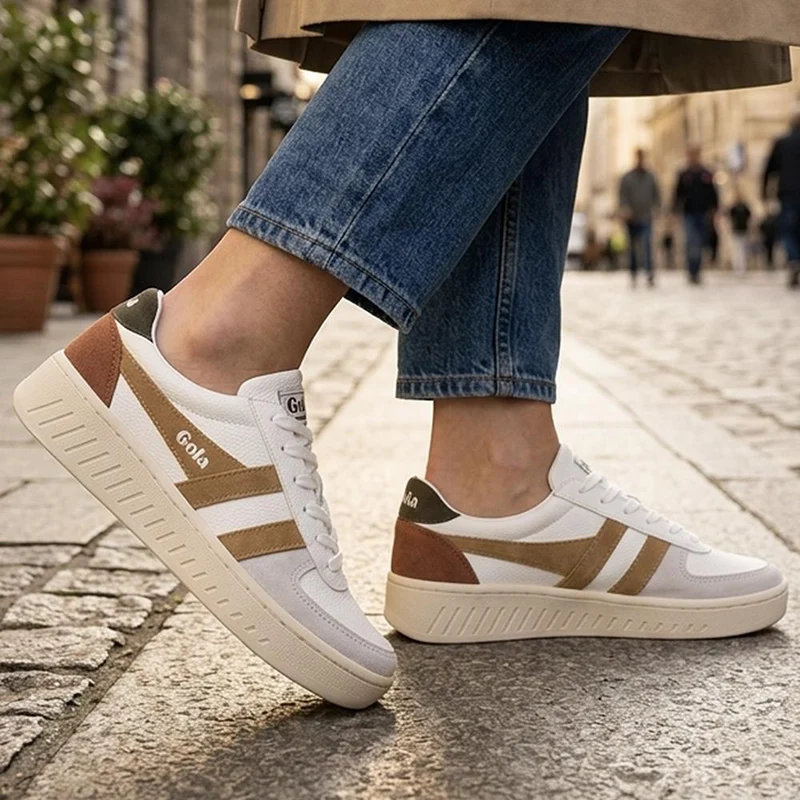 Gola Grandslam Trident Trainers - JAC43504 / 328 802 - White-Brown