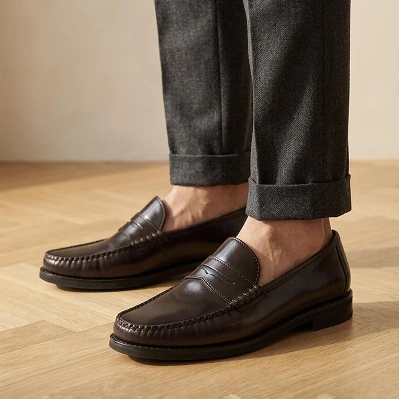 Quennell Leather Penny Loafers - QUENNELL / 326 786 - Burgundy Polished