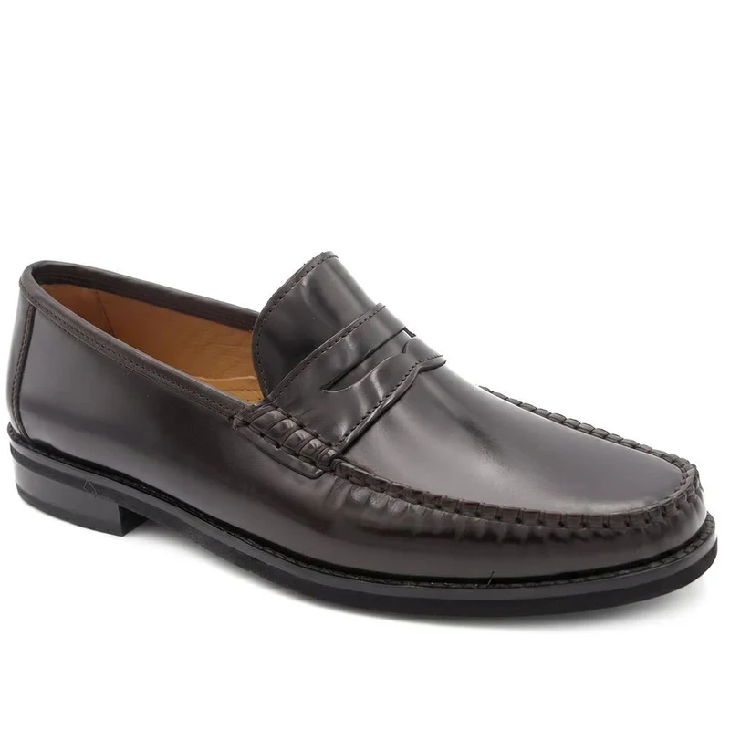 Quennell Leather Penny Loafers - QUENNELL / 326 786 - Burgundy Polished