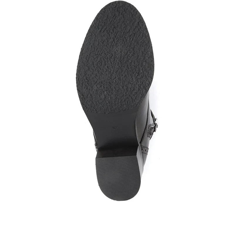 Madie Heeled Leather Ankle Boots - MADIE / 320 433 - Black