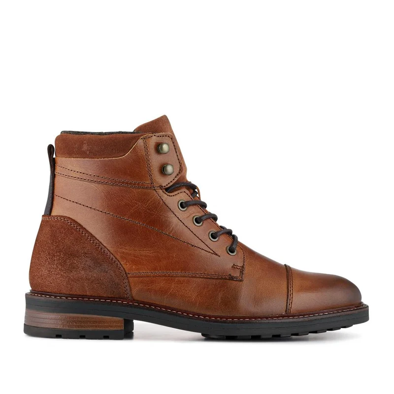 Dusseldorf Leather Lace-Up Boots - DUSSELDORF / 323 686 - Tan