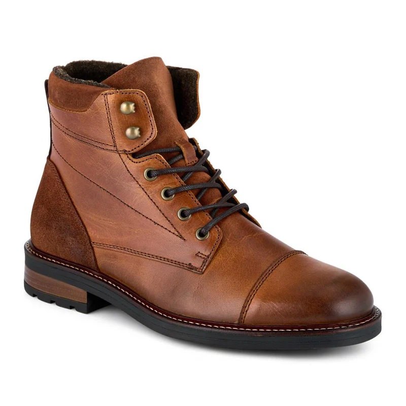 Dusseldorf Leather Lace-Up Boots - DUSSELDORF / 323 686 - Tan