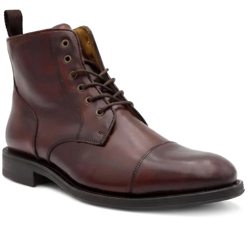 Chalkwell Blake Stitched Leather Lace Up Boots - CHALKWELL / 327 853 - Burgundy